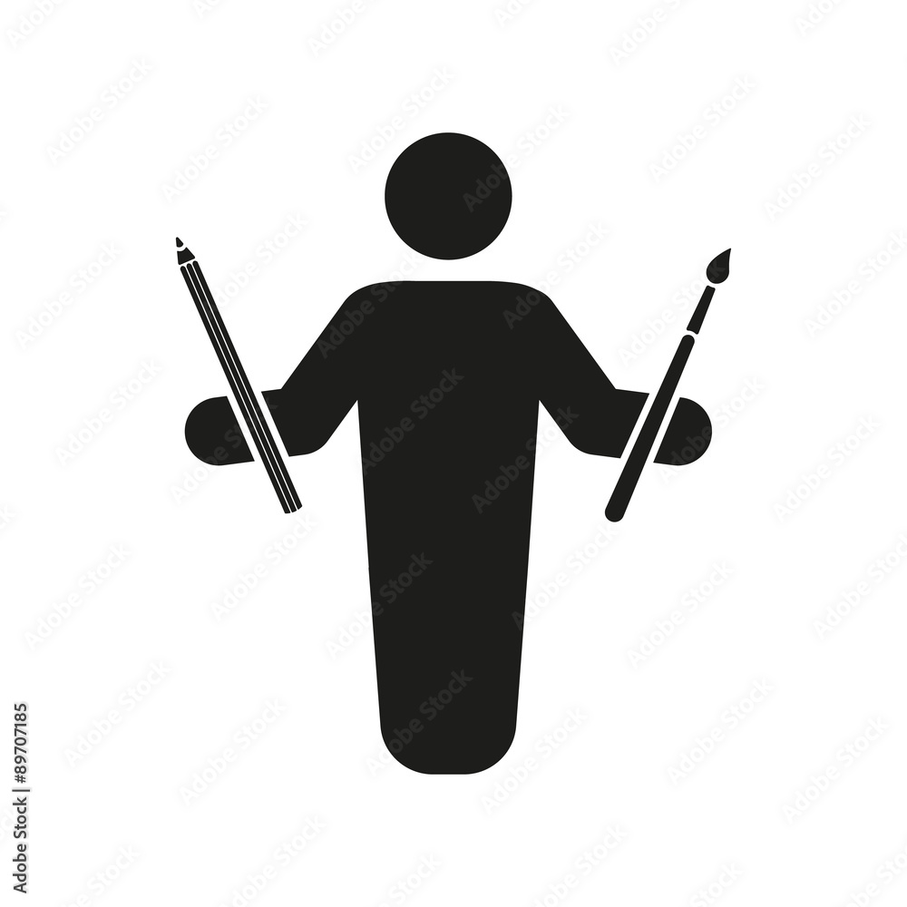 The painter avatar icon. Artist and craftsman symbol. Flat The painter avatar icon. Artist and craftsman symbol. Flat