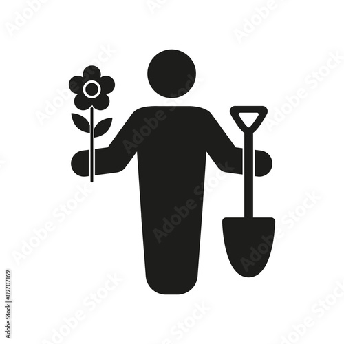 The gardener avatar icon. Gardening and agriculture, garden symbol. Flat