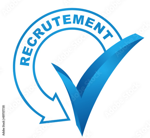 recrutement sur symbole validé bleu