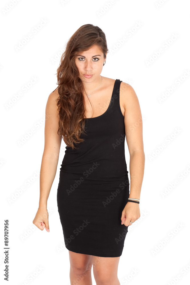 Beautiful woman doing different expressions in different sets of clothes: angry Beautiful woman doing different expressions in different sets of clothes: angry