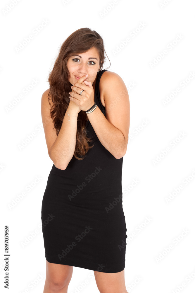Beautiful woman doing different expressions in different sets of clothes: love Beautiful woman doing different expressions in different sets of clothes: love