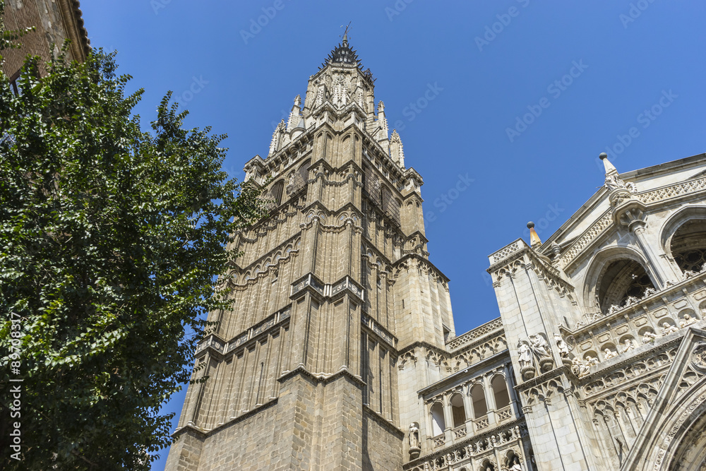 majestic facade of the cathedral of Toledo in Spain, beautiful c