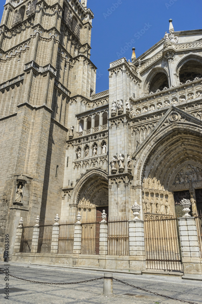 majestic facade of the cathedral of Toledo in Spain, beautiful c