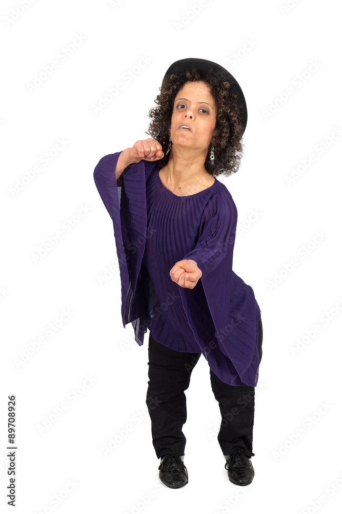 Beautiful woman doing different expressions in different sets of clothes: boxe Beautiful woman doing different expressions in different sets of clothes: boxe