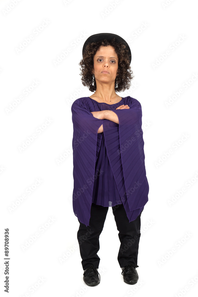 Beautiful woman doing different expressions in different sets of clothes: arms crossed Beautiful woman doing different expressions in different sets of clothes: arms crossed