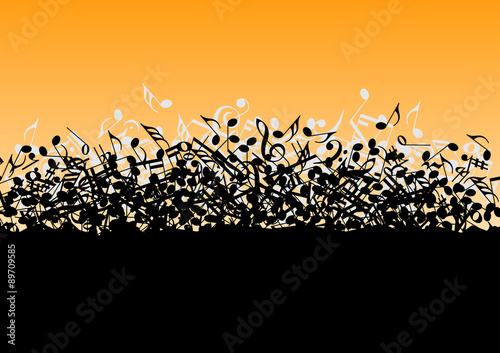Pile consisting of musical notes