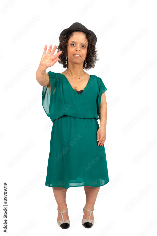 Beautiful woman doing different expressions in different sets of clothes: waving Beautiful woman doing different expressions in different sets of clothes: waving