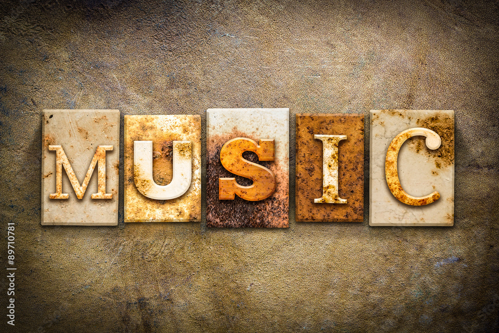 Fototapeta premium Music Concept Letterpress Leather Theme