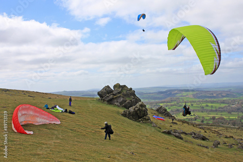 Paragliders at Sourton Tor photo