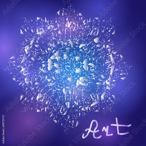 abstract metal explosion in space, vector illustration