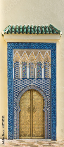 The colorful of mosaic of small door near Bab Dar Lmakhzen