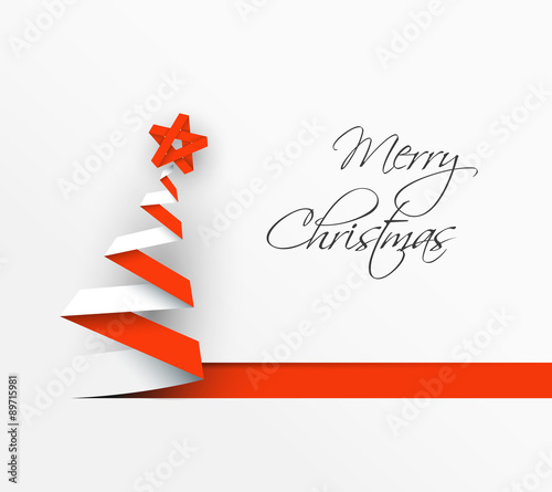 Simple vector christmas tree made from paper stripe
