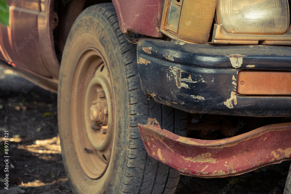 Fototapeta premium old scrap of car abandoned