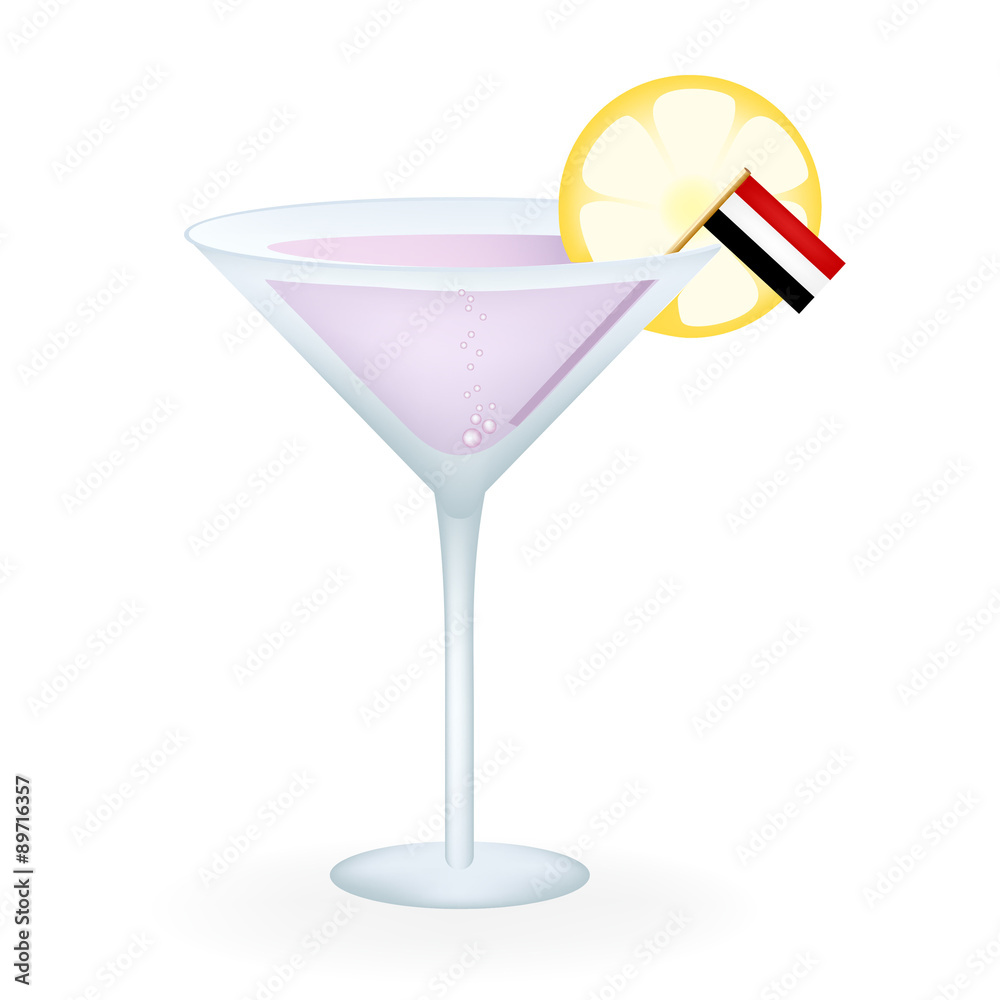 Cocktail Glass With A Flag Of Yemen Cocktail Glass With A Flag Of Yemen