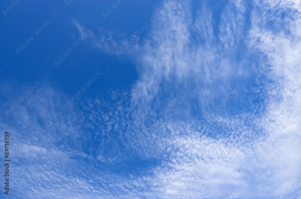 Clear blue sky with white cloud (Wallpaper, background, artwork, abstract design)