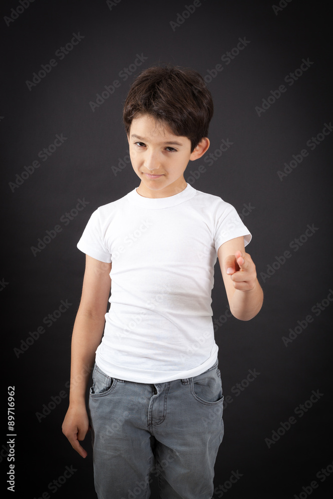 Handsome boy doing different expressions in different sets of clothes: gun sign Handsome boy doing different expressions in different sets of clothes: gun sign