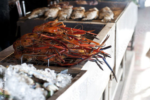 BBQ Prawns from Ampawa Floating Market, Thailand photo