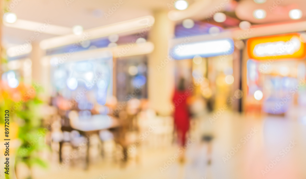 blurred image of shopping mall and people