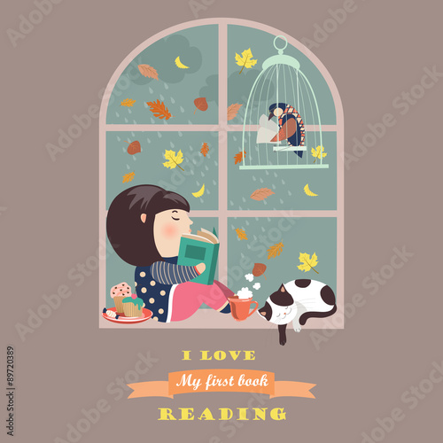 Girl reading by the window