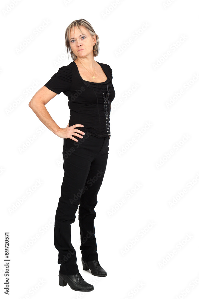 Beautiful woman doing different expressions in different sets of clothes: full length Beautiful woman doing different expressions in different sets of clothes: full length