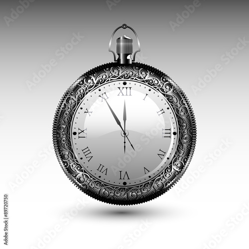 Silver watch with floral ornament