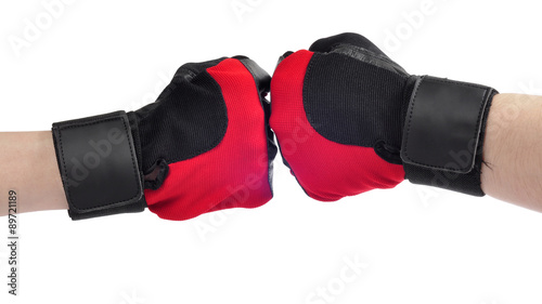 hands in boxing gloves red