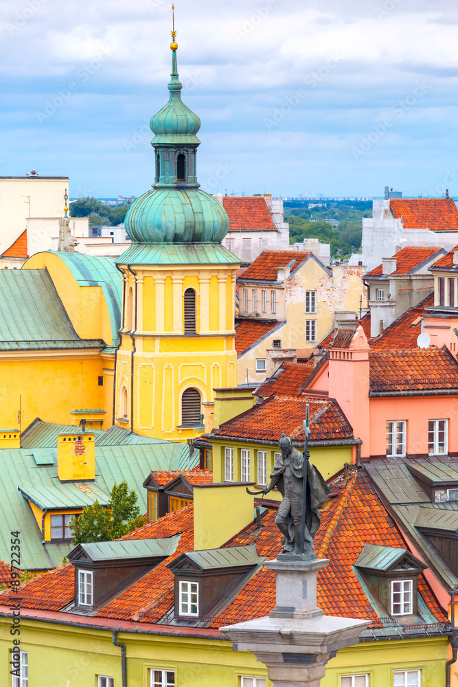 Fototapeta premium Aerial view of Castle Square in Warsaw, Poland.