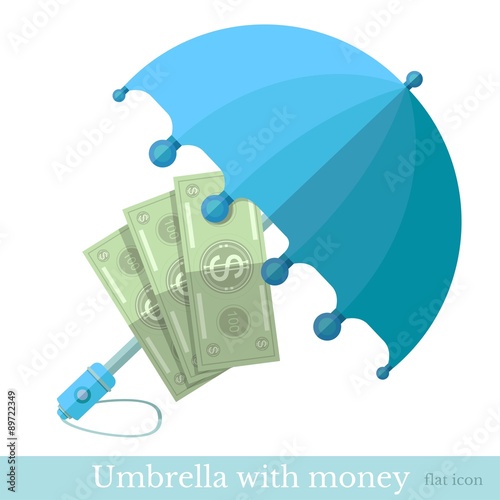 flat concept business icon money protected umbrella