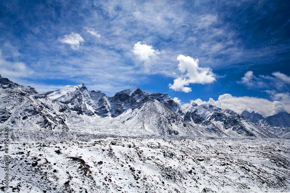 Khumbu Glacier in Sagarmatha National Park, Nepal Himalaya