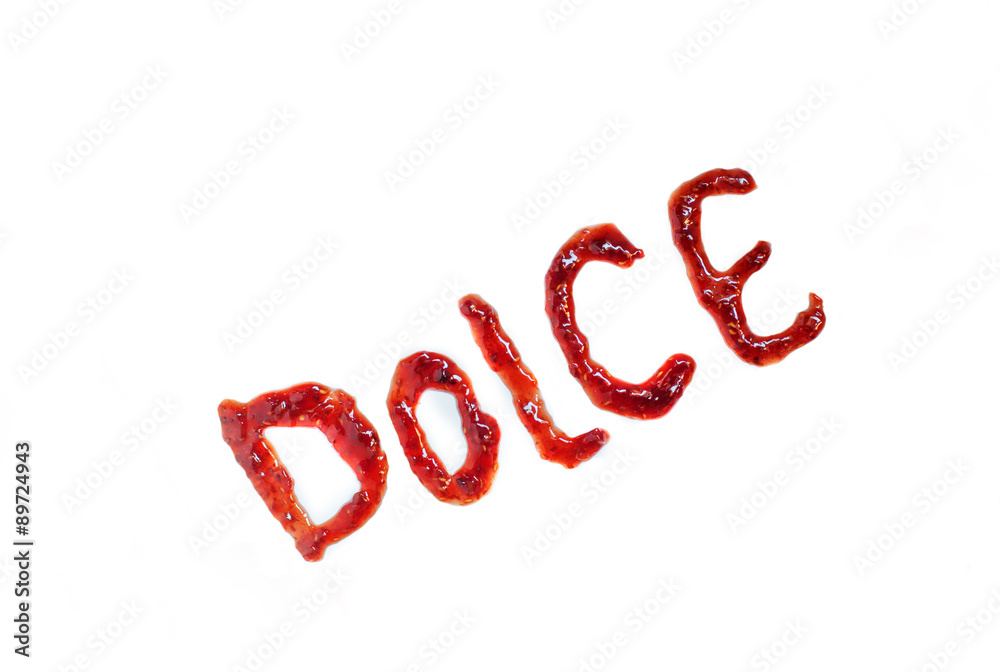 italian word dolce (sweet) spelling with jam