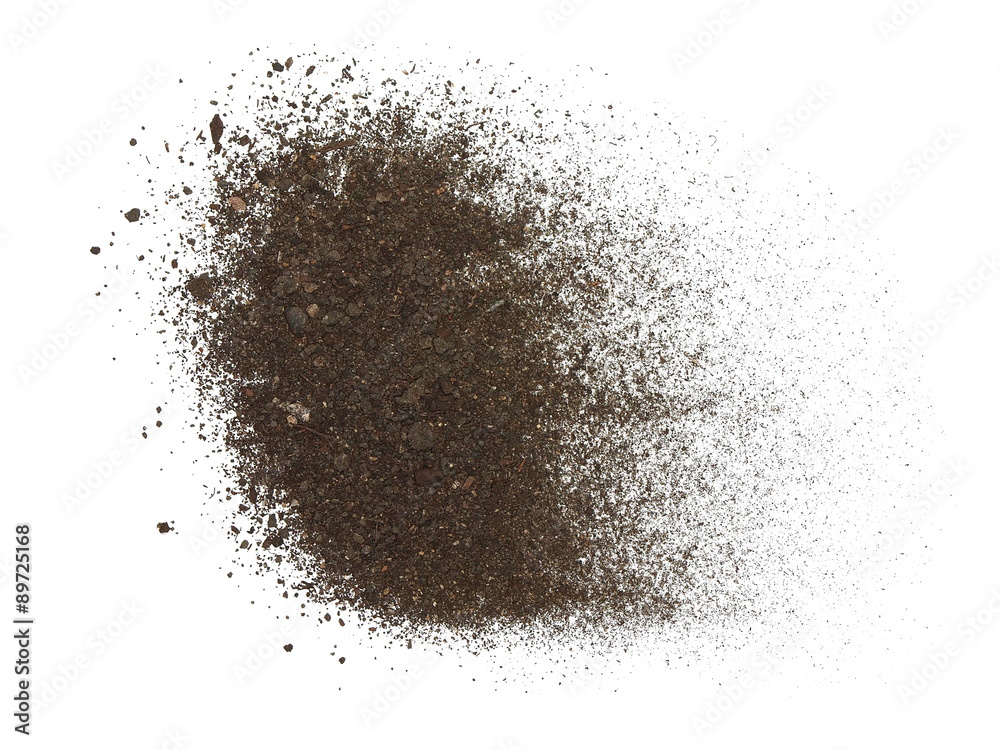 Pile of soil isolated on white background