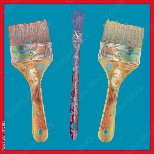 Artist paint brushes in a square frame.