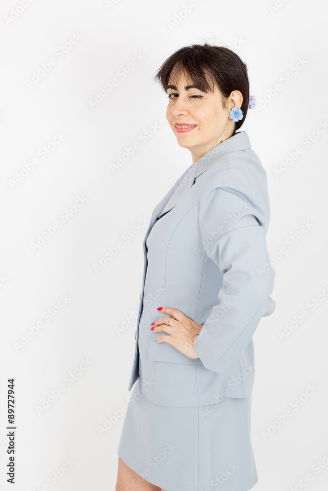 Beautiful woman doing different expressions in different sets of clothes: blinking Beautiful woman doing different expressions in different sets of clothes: blinking