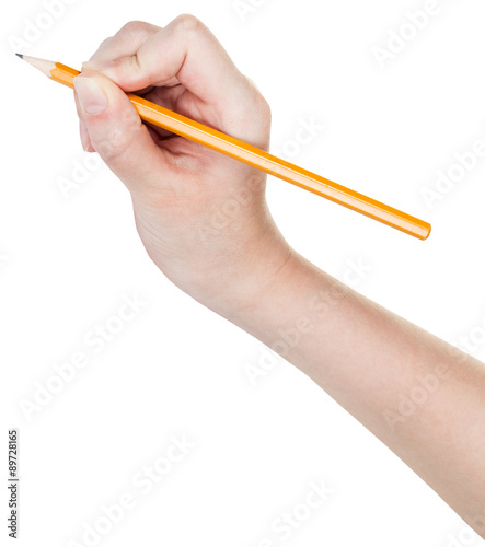 hand writes by lead pencil isolated on white