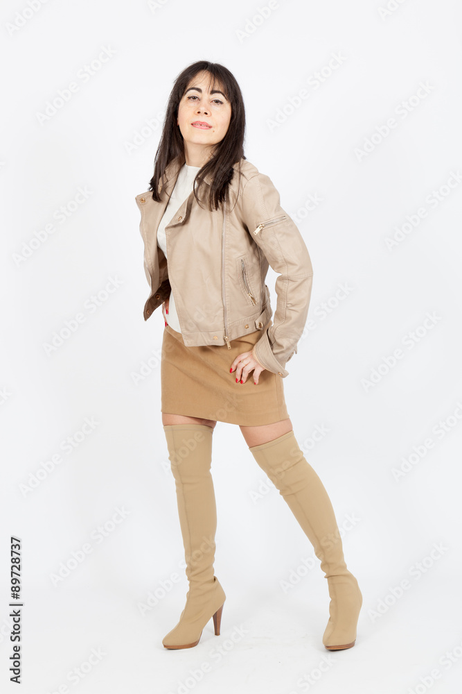 Beautiful woman doing different expressions in different sets of clothes: posing Beautiful woman doing different expressions in different sets of clothes: posing