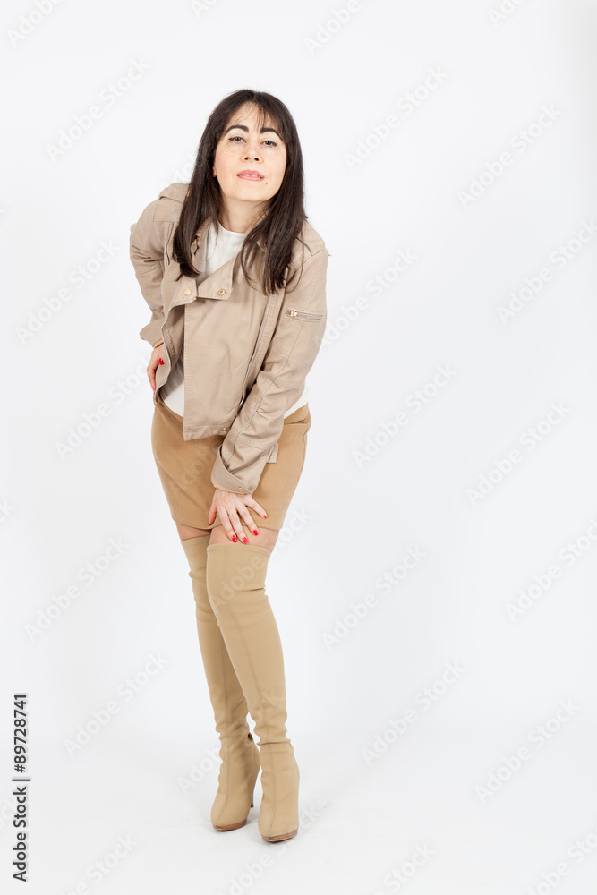 Beautiful woman doing different expressions in different sets of clothes: posing Beautiful woman doing different expressions in different sets of clothes: posing
