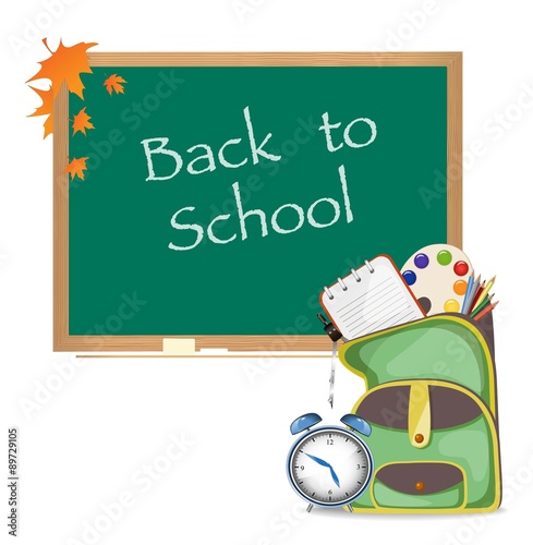 Back to school. banner with school supplies. Vector.