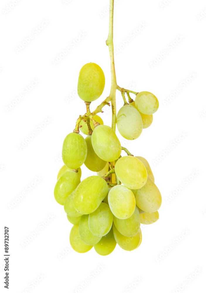 bunch of green grapes isolated on a white background
