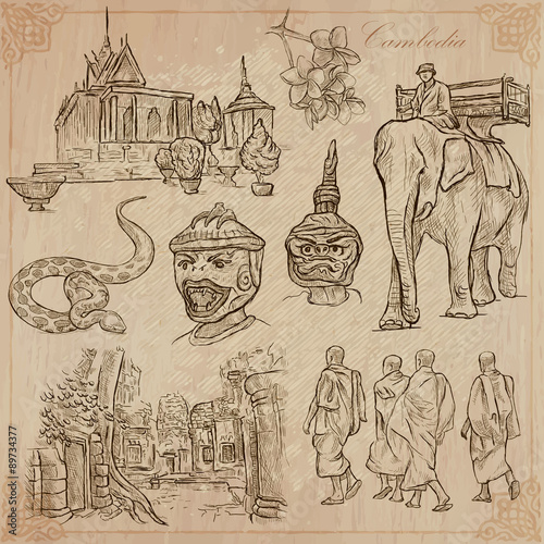 Kingdom of Cambodia - Hand drawn vector pack