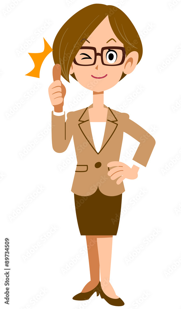 眼鏡をかけてスーツを着た女性がサムアップする Stock Illustration Adobe Stock 眼鏡をかけてスーツを着た女性がサムアップする Stock Illustration Adobe Stock