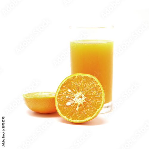 sweet orange juice isolated on white