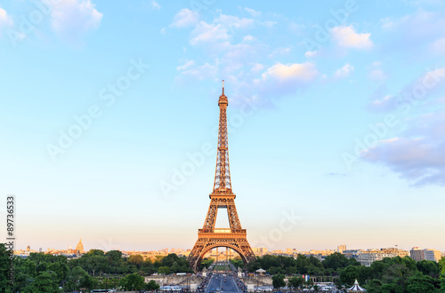 Eiffel Tower with blue sky, Paris