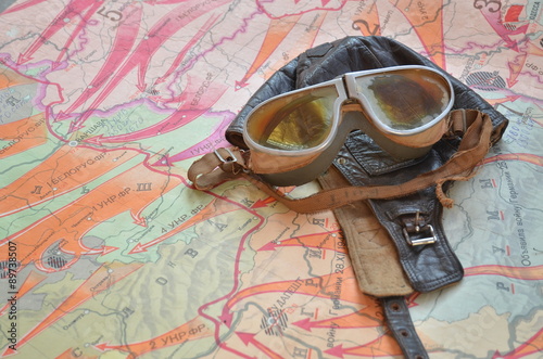 Cuadro en lienzo pilot helmet and goggle of ww1