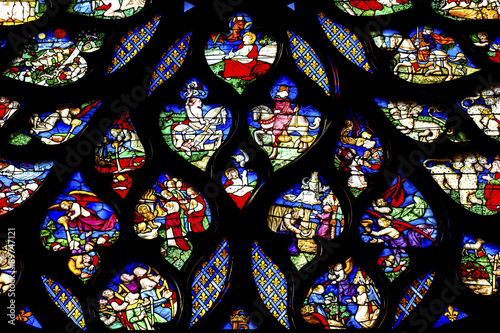 Biblical Stories Rose Window Stained Glass Sainte Chapelle Paris