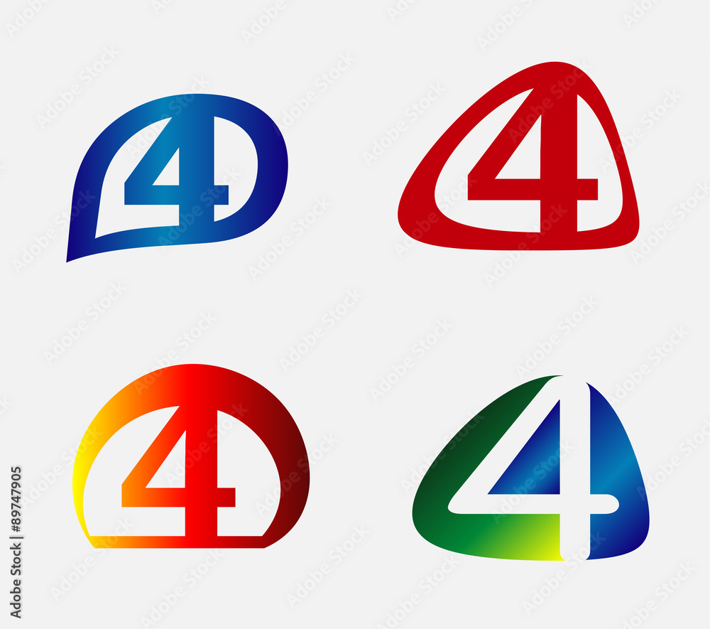 Abstract icons for number 4 logo set
Abstract icons for number 4 logo set