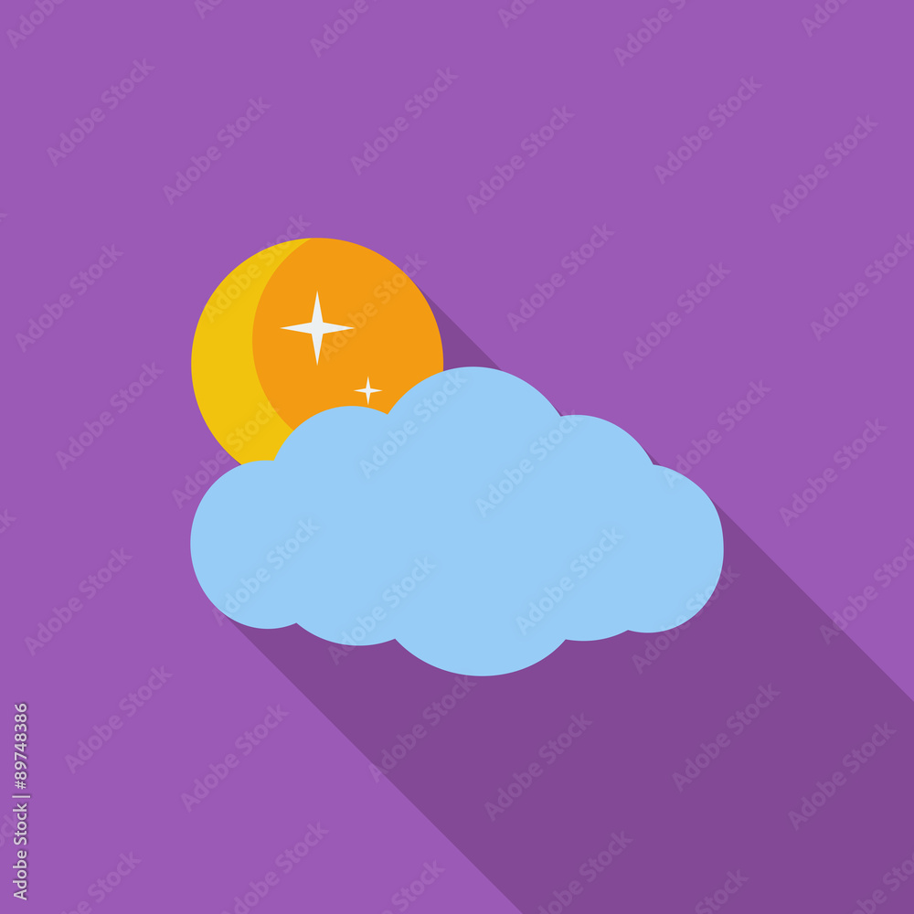 Weather icon. Moon, stars and clouds.