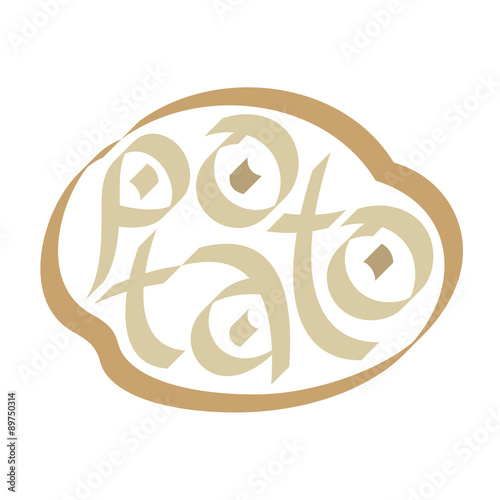 Potato calligraphy. Potato typography. Vegetable calligraphy. Vegetable typography.