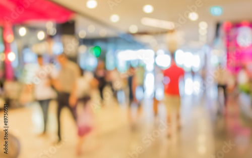 blurred image of shopping mall and people