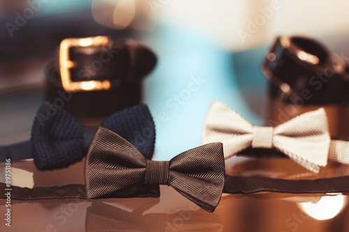 Fototapeta Menswear set. Belt, bow tie