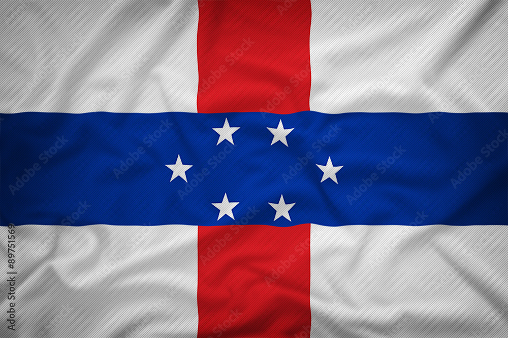 Netherlands Antilles flag on the fabric texture background,Vinta Netherlands Antilles flag on the fabric texture background,Vinta